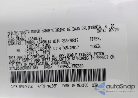 2024 Toyota Tacoma Trd Off Road from USA, damaged, VIN 3TMLB5JN9RM041560